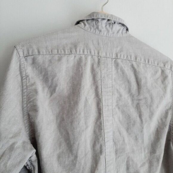 DH3 / 100% Cotton Textured Button Down Dress Shirt Light Grey Men's Sz S - Picture 5 of 9